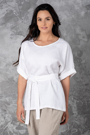 Leisure women's blouse Lotika made of 100% linen fibre sewn with love for nature in the Czech Podkrkonoší region one-colour